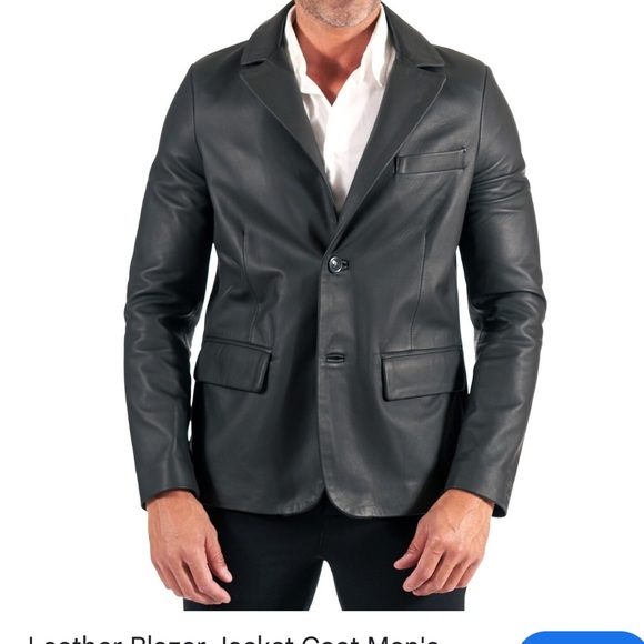 RaVix Black Leather Two-Button Sport Coat